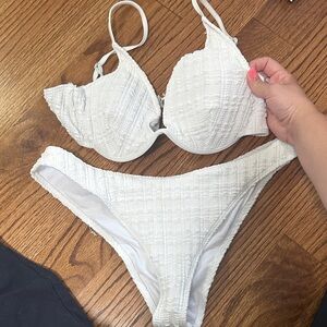 Zaful White Textured Two-Piece Bikini Set